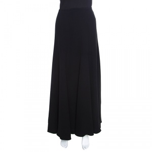 Pre Owned Giorgio Armani Black Silk Crepe Paneled Maxi Skirt S