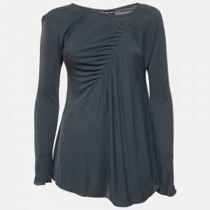 Giorgio Armani Grey Jersey Draped Top M
