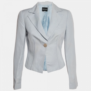 Giorgio Armani Light Blue Linen and Cotton Blazer S
