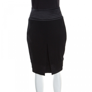 Giorgio Armani Black Quilt Detail Fitted Pencil Skirt S