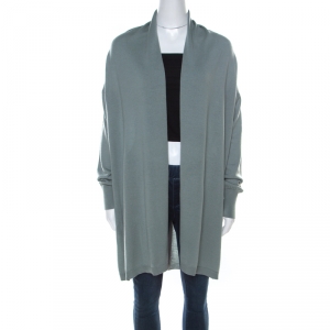 Giorgio Armani Sage Green Wool and Silk Pleated Yoke Detail Cardigan M 