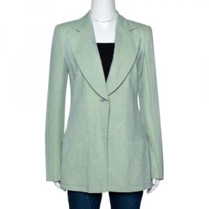Giorgio Armani Green Linen One Button Tailored Jacket M