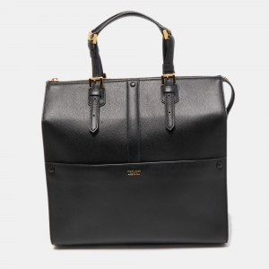 Giorgio Armani Black Leather Borgonuovo Tote