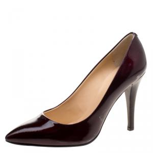 Pre Owned Giuseppe Zanotti Burgundy Patent Leather Meya Pointed Toe Pumps Size 37.5