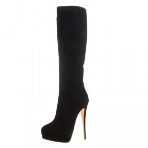 Pre Owned Giuseppe Zanotti Black Suede Platform Knee Boots Size 41