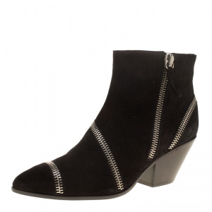 Pre Owned Giuseppe Zanotti Black Suede Guns 55 Zip Detail Ankle Boots Size 40