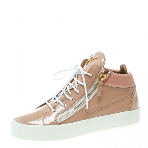 Pre Owned Giuseppe Zanotti Blush Pink Patent Leather London High Top Sneakers Size 41