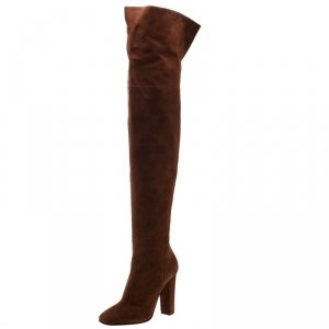 Pre Owned Giuseppe Zanotti Brown Suede Alabama Over The Knee Boots Size 38