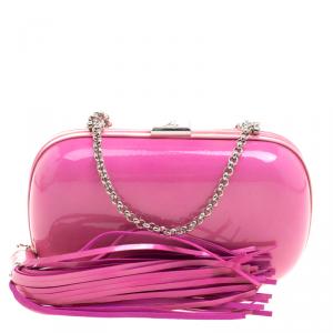 Giuseppe Zanotti Pink Patent Leather Tassel Box Clutch