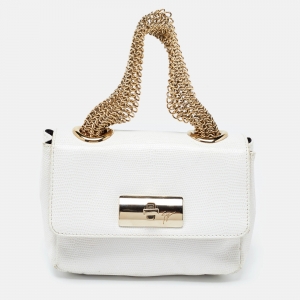 Giuseppe Zanotti White Textured Leather Multiple Chain Bag