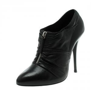 Pre Owned Giuseppe Zanotti Black Leather Ankle Booties Size 38.5