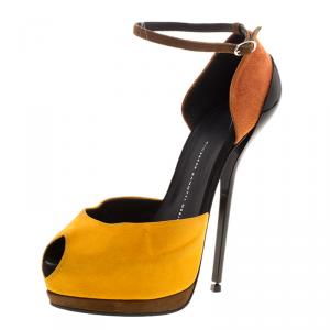 Pre Owned Giuseppe Zanotti Multicolor Suede Platform Pumps Size 38