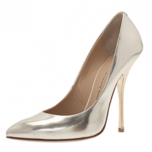 Giuseppe Zanotti Gold Metallic Leather Pointed Toe Pumps Size 38