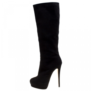 Pre Owned Giuseppe Zanotti Black Suede Knee Boots Size 39