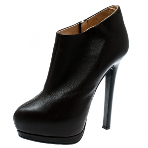 Pre Owned Giuseppe Zanotti Brown Leather Platform Booties Size 38