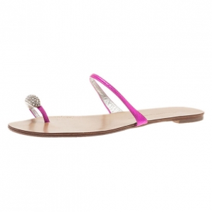 Pre Owned Giuseppe Zanotti Shocking Pink Toe Ring Sandals Size 41