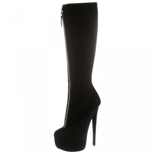 Pre Owned Giuseppe Zanotti Black Suede Knee Length Platform Boots Size 39