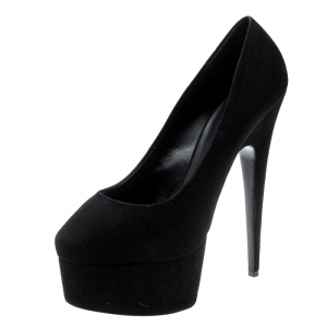 Pre Owned Giuseppe Zanotti Black Suede Platform Pumps Size 40