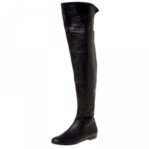 Pre Owned Giuseppe Zanotti Black Leather Over The Knee Boots Size 39.5