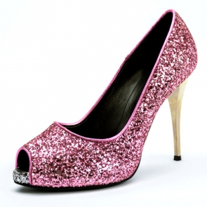 Pre Owned Giuseppe Zanotti Pink Glitter Peep Toe Pumps Size 37.5
