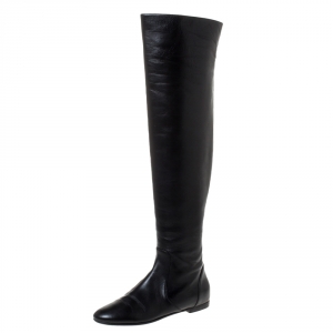 Pre Owned Giuseppe Zanotti Black Leather Over The Knee Boots Size 36