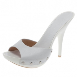 Pre Owned Giuseppe Zanotti White Leather Mules Size 36