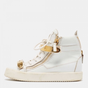 Giuseppe Zanotti White Leather Coby High Top Sneakers Size 37