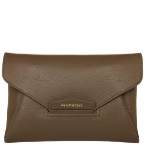 Pre Owned Givenchy Brown Leather Antigona Envelope Clutch