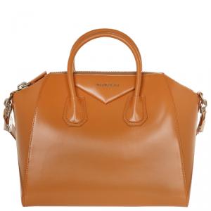 Pre Owned Givenchy Camel Leather Medium Antigona Satchel Bag