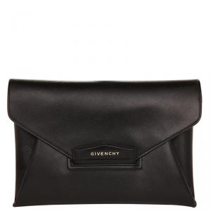 Pre Owned Givenchy Nero Leather Antigona Envelope Clutch