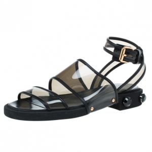 Givenchy Black PVC Embellished Heel Sandals Size 37.5