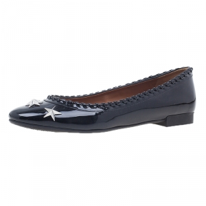 Pre Owned Givenchy Black Star Studded Whipstitch Leather Ballet Flats Size 39.5