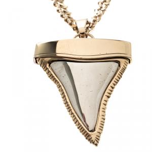 Givenchy Shark Tooth Pendant Gold Tone Chain Necklace