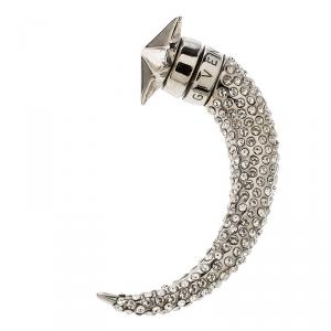 Givenchy Star Shark Tooth Crystal Embellished Silver Tone Single Stud Earring