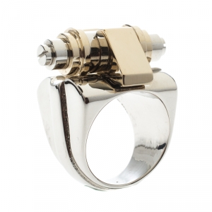 Givenchy Obsedia Two Tone Metal Bar Ring Size 56