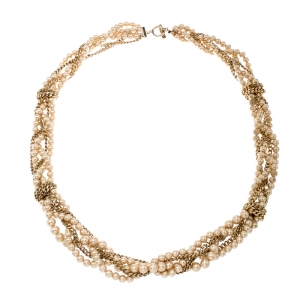 Givenchy Faux Pearl Gold Tone Multistrand Chain Toggle Belt / Necklace