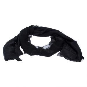 Givenchy Black Logo Jacquard Silk Blend Stole