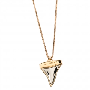 Givenchy Rose Gold Tone Layered Shark Tooth Pendant Necklace