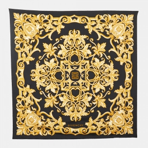 Givenchy Black Baroque Printed Silk Square Scarf