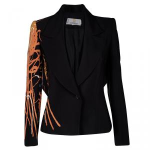 Givenchy Couture Black Digital Printed Sleeve Detail Blazer S