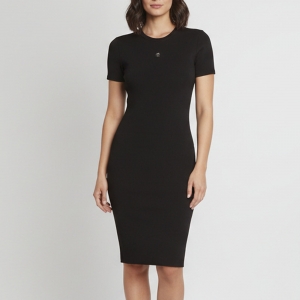 مملوكة مسبقًا Givenchy Black 4G Logo Plaque Rib Knit Bodycon Dress XS