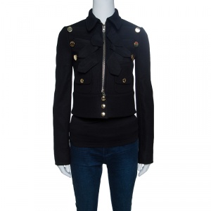 Givenchy Black Wool Cropped Military Jacket S
