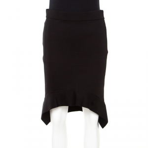 Givenchy Black Stretch Knit Asymmetric Hem Techno Cady Skirt M