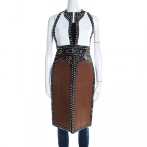 Givenchy Colorblock Paneled Studded Leather Backless Vest S