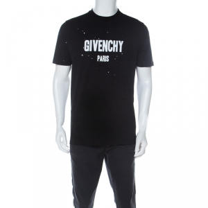 Givenchy Black Logo Print Cotton Oversized Distressed T-shirt XS