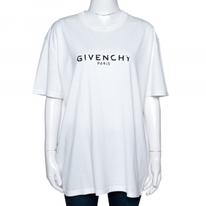 Givenchy White Cotton Logo Print Crew Neck T-Shirt M 