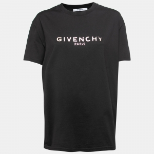 Givenchy Black Vintage Logo Print Cotton Crew Neck T-Shirt S