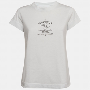 Givenchy White MMW Printed Cotton Knit Short Sleeve T-Shirt XS