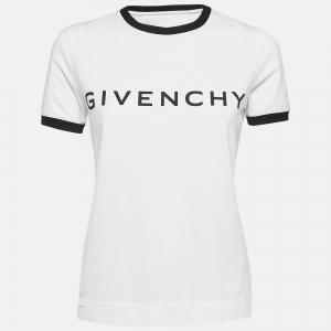 Givenchy White Logo Print Cotton Jersey T-Shirt M