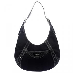 Pre Owned Givenchy Black Canvas Signature Hobo